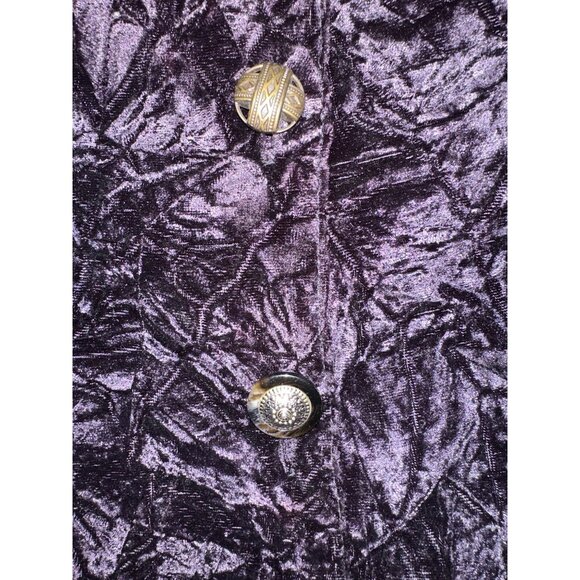 Clio Velvet Satin Sleeveless Vest Button Front Black Purple Size M - Picture 9 of 9